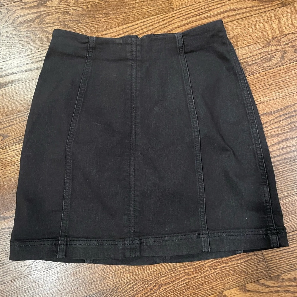 Free People Black Jean Skirt